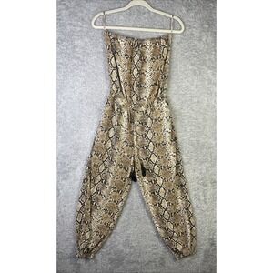 Blue Island Women's Snakeskin Print Boho Strapless Jumpsuit Size M